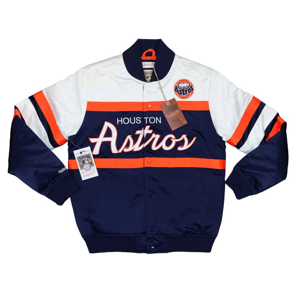 Houston Astros Mitchell & Ness Snap-Front MLB Special Satin Men's Jacket NWT